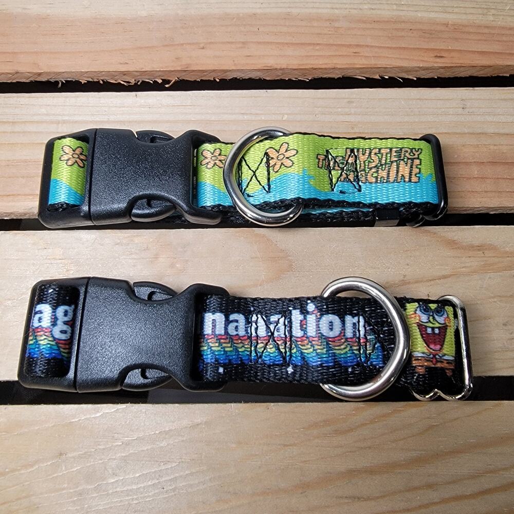 Set of 2 Dog Collars: SpongeBob SquarePants & Scooby Doo - Size Small